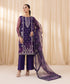 Women's Unstitched Purple Blended Organza Three Piece Suit